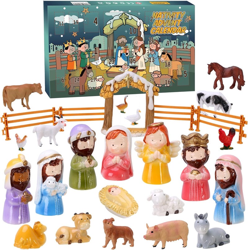 Kiddelo Nativity Advent Calendar for Kids 2025, 24 Days Christmas Countdown Calendar, Xmas Nativity Scene Figurines Set for Kids, Boys, Girls & Adults, Christmas Advent Calendars Gifts & Stocking Stuffers - Image 1